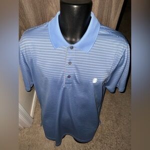 Men’s blue used golf Izod polo blue striped size L large
